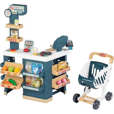 Smoby Obchod elektronický s váhou Super Market s pokladnou skenerem a vozíkem 42 doplňků výška 90 cm