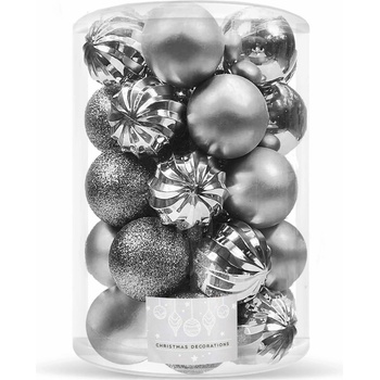 SPRINGOS Vianočné banky sivé mix 6cm sada 20ks