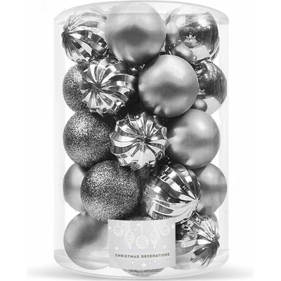 SPRINGOS Vianočné banky sivé mix 6cm sada 20ks