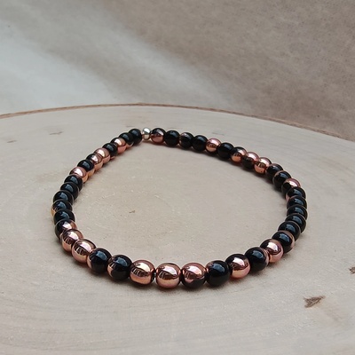 MagieKorálků.cz korálkový náramek "black & rose gold" 10169