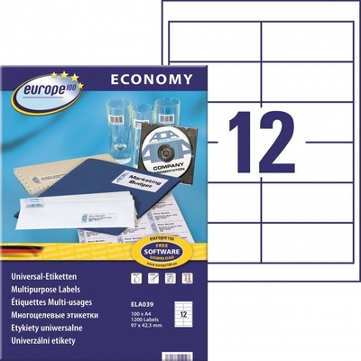 E100 Etikety ILK 100 listů bílá 97 x 42,3 mm ELA039