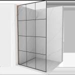 Mexen Kioto L Душ кабина Walk-in 110 x 200 cm, черна решетка, четкана мед - 800-110-103-65-77 (800-110-103-65-77)