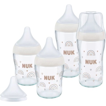 Nuk Комплект стъклени шишета NUK Perfect Match - TC, 5 части, 0 м+, дъга (10225351)