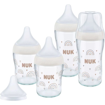 Nuk Комплект стъклени шишета NUK Perfect Match - TC, 5 части, 0 м+, дъга (10225351)