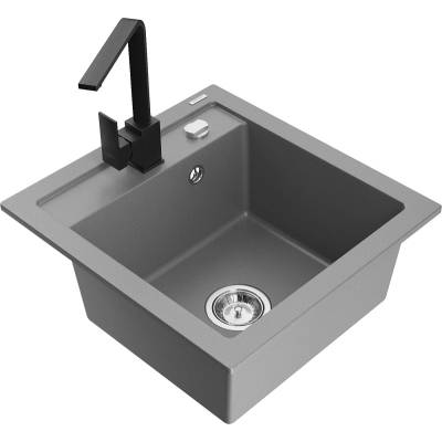 Mexen Vito гранитна мивка с 1-комора и кухненски смесител Rita, сив - 6503-71-670300-70 (6503-71-670300-70)