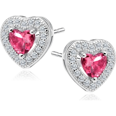 Lunica stříbrné náušnice ČERVENÉ SRDCE 0036