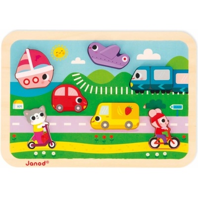 Janod Chunky Puzzle Vehicles aktivity vkladačka 18m+ 7 ks