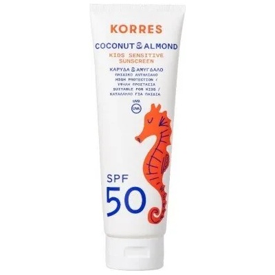 KORRES Нежен детски слънцезащитен крем с кокосово и бадемово масло , Korres Coconut & Almond Kids Sensitive Sunscreen SPF50 250ml
