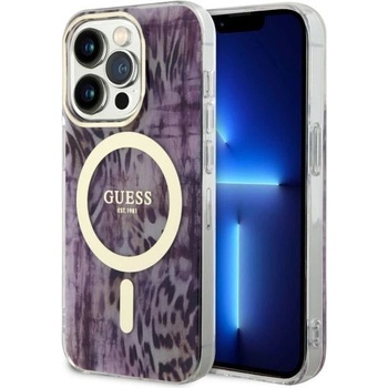 GUESS Кейс Guess GUHMP14LHLEOPWP за iPhone 14 Pro 6.1", розов / розов, твърд, Leopard MagSafe (GUE002769-0)