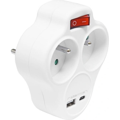Ecolite XQFZBK-01/3 2x kulatá, USB-A+ USB-C