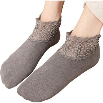 Сиви поларени чорапи с дантела