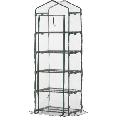 Outsunny Mini s 5 policemi 69 x 49 x 193 cm Transparentní zelený – Zboží Dáma