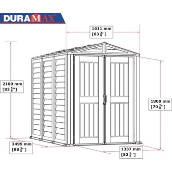 DURAMAX YardMate Plus 4,1 m² - šedý/antracit + podlahová konstrukce 5x8 35825