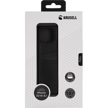 Krusell Гръб Krusell Leather CardCover за Iphone 14/13 - Черен (7394090626442)