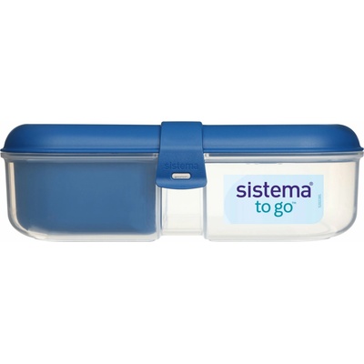 Sistema Ribbon Lunch To Go Krabička na obed s nádobou na jogurt 1,1 l, 3 komory, modrá