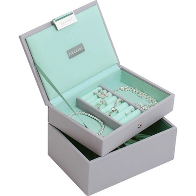 Stackers Ковчеже за бижута Stackers двойно минi сиво-ментово (73664)