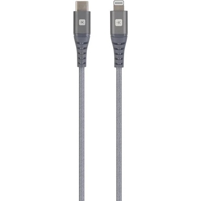 Кабел Skross, USB-C - Lightning, Метална оплетка, 2.0 м, Сив (SKCA0016C-MFI200CN)