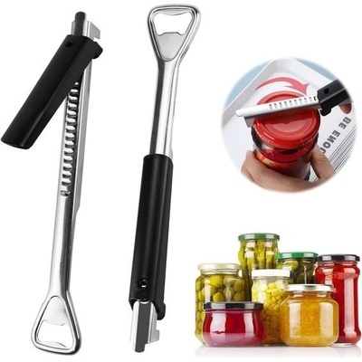 Nastavitelný otvírák na konzervy, multifunkční otvírák na lahve z nerezové oceli 2 v 1, ruční – Zboží Mobilmania