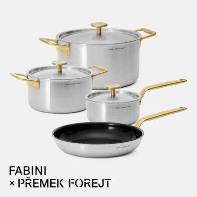 Střední sada FABINI & Forejt, 7 dílů - Nerezové beznýtové nádobí z vícevrstvé nerezové oceli