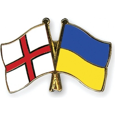 Odznak (pins) 22mm vlajka Anglicko + Ukrajina - farebný