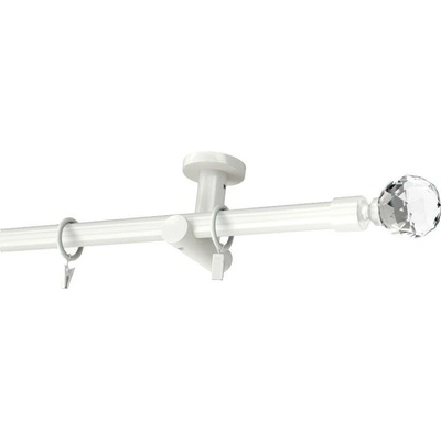 KovovégarnýžeCZ Stropní garnýž Globe modern 19 mm bílá lesklá Dvouřadá 480 cm Kroužky s háčky