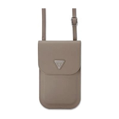 Guess PU Grained Triangle Logo na telefon hnědá
