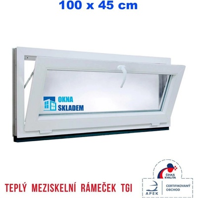 ERKADO Plastové okno 1000 x 450 mm bílé sklopné