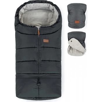 Petite&Mars Zimný set Jibot 3v1 + rukavice Jasie Charcoal Grey