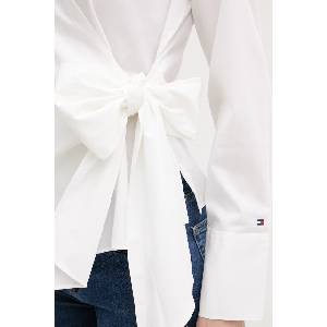 Tommy Hilfiger Блуза с прехлупване дамска от памук (WW0WW49650) - answear - 132,98 лв