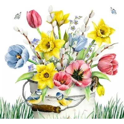 ti-flair Ubrousek 33x33cm Kytice v kbelíku – Sleviste.cz