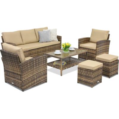 Garden Point Градински мебели Monaco Coffee 5 + 2 пуфа Garden Point кафяви (GAP249-3PU)