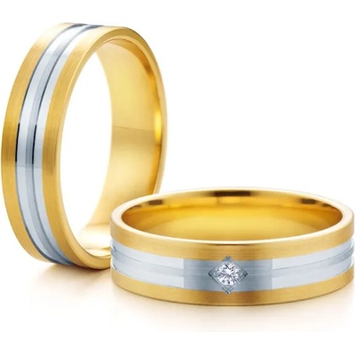 SAVICKI Сватбени халки: двуцветно злато, плоски. 5 мм