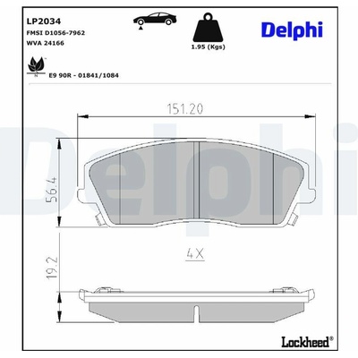 Sada brzdových platničiek kotúčovej brzdy DELPHI LP2034