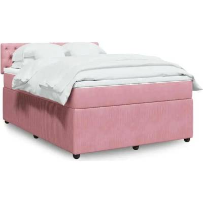 vidaXL 11461.3290093 Boxspring postel s matrací růžová samet