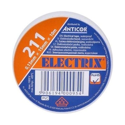 Anticor Electrix 211 Elektrikářská páska 15 mm x 10 m 1 ks bílá