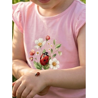 Dievčenské tričko Lady Birds s krátkym rukávom Ružová