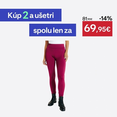 FOUGANZA Dámske jazdecké legíny 500 so silikónovým sedom fialové