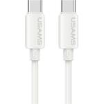 USAMS Кабел USAMS U98 60W 3A Silicone Fast Charging за USB-C - USB-C, бял (Usa001762)