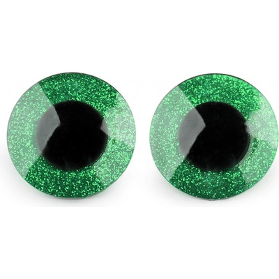 Prima-obchod Oči velké s glitry s pojistkou Ø40 mm, barva 5 zelená