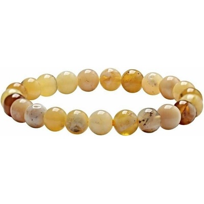 Nefertitis Opál žlutý náramek z korálků 8 mm NF59238 obvod cca 16 až 21 cm