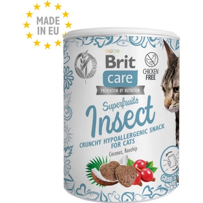 Brit Care Cat Snack Superfruits Insect with Coconut Oil and Rosehips 100 g – Zboží Mobilmania