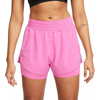 Nike dámské tenisové kraťasy One Dri-Fit 2-in-1 High-Waisted 3in Training playful pink/reflective silver růžový