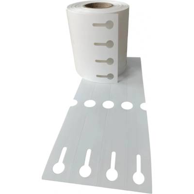 Plastová Etiketa záhradnícka 25 mm x 254 mm, 4 - Produkcia, Polypropylén, Biela, Dutinka 76 mm, 2000 ks/kotúč, Priemer kotúča 188 mm