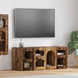 vidaXL ТВ шкаф ELST 100 x 35 x 40 см Старо дърво Инженерна дървесина (891272)