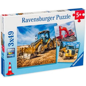 Ravensburger Пъзел Ravensburger от 3 х 49 части - Строителни машини (05032) - baby
