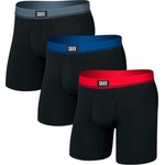 Saxx Мъжко синтетично термобельо Saxx Essential Cotton Boxer Brief Fly 3-Pack Everyday base layer - Red / Navy / Turbulence WB - размер XXL (014-2476-0314)