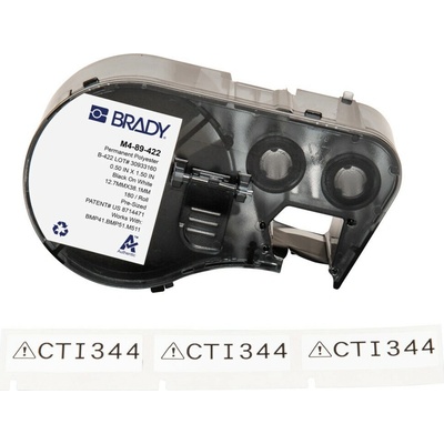 Brady M4-89-422 / 170737, 12.70 mm x 38.10 mm, Polyester, čierna tlač / biely podklad