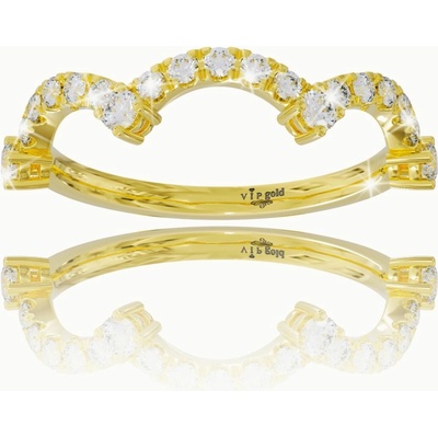 VIPgold Zlatý prsteň s bielymi zafírmi v žltom zlate R34660z S