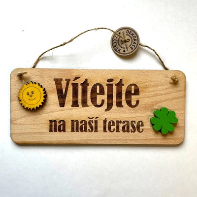Dekorace z Česka Cedulka Vítejte na naší terase - 3 varianty Varianta: Cedulka barevné zdobení