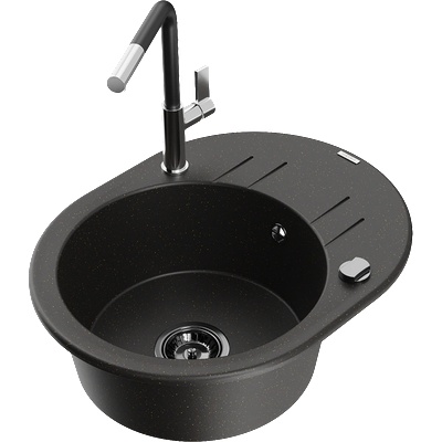 Mexen Kevin гранитна кухненска мивка с 1 корито с отцедник и кухненски (6517-75-670401-07-B)